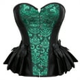 thumbnail image 1 of Grebrafan Corset Halloween Party Floral Pleated Trim Bustier Black Green L, 1 of 5