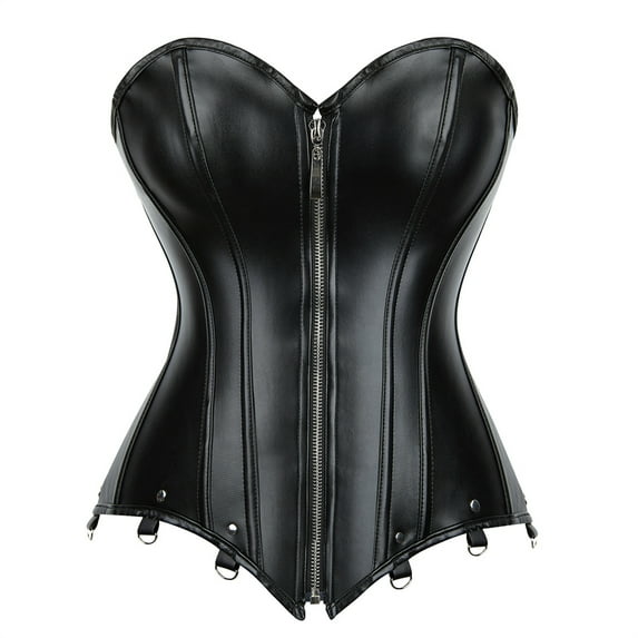 Grebrafan Corset Leather Pirate Cosplay Women Bustier Top Black 3XL