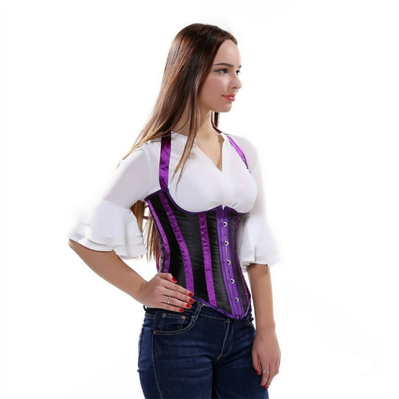 Grebrafan Corset Medieval Halter Underbust Bustiers Women Purple 3XL