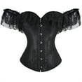 thumbnail image 1 of Grebrafan Corset Rockabilly Women Lace Off Shoulder Bustier Black 3XL, 1 of 5