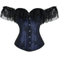 thumbnail image 1 of Grebrafan Corset Rockabilly Women Lace Off Shoulder Bustier Dark Blue XL, 1 of 5