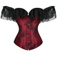 thumbnail image 1 of Grebrafan Corset Rockabilly Women Lace Off Shoulder Bustier Wine Red 2XL, 1 of 5