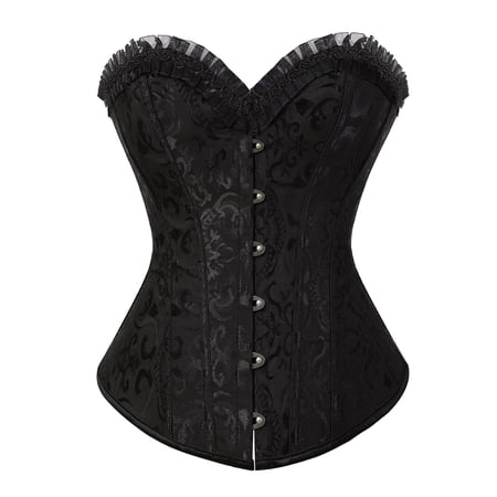 Grebrafan Corset Steampunk Vampire Women Steel Boned Bustier Black 4XL