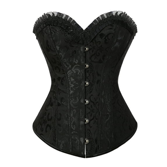 Grebrafan Corset Steampunk Vampire Women Steel Boned Bustier Black XXL