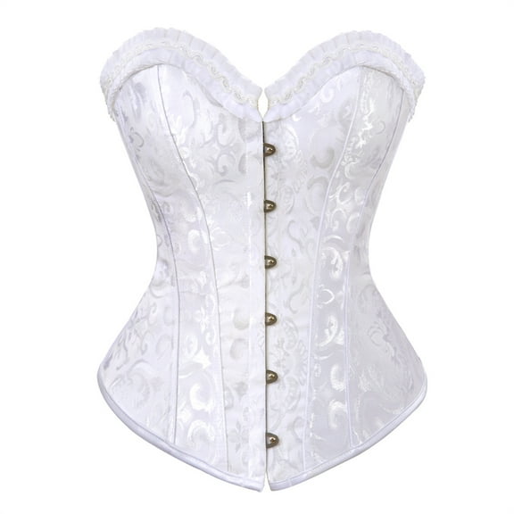 Grebrafan Corset Steampunk Vampire Women Steel Boned Bustier White M