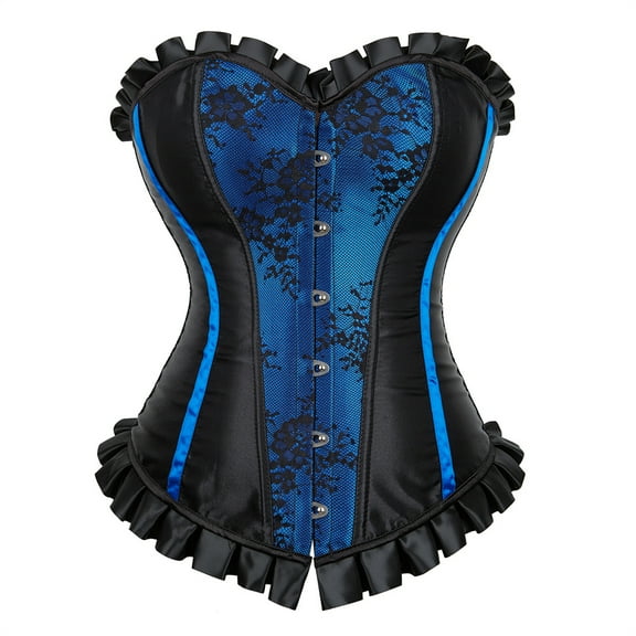 Grebrafan Corset Tight Lacing Women Pirate Renaissance Top Blue L
