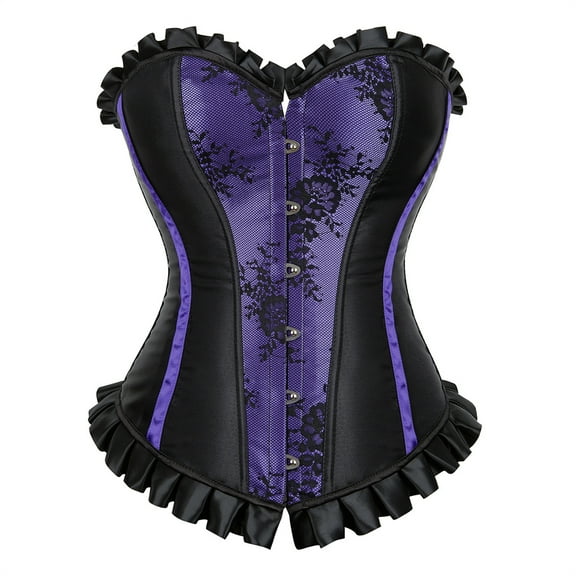 Grebrafan Corset Tight Lacing Women Pirate Renaissance Top Purple M