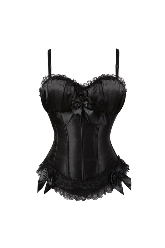 Corset Top Women Padded Push up Bridal Bustier Black 5XL
