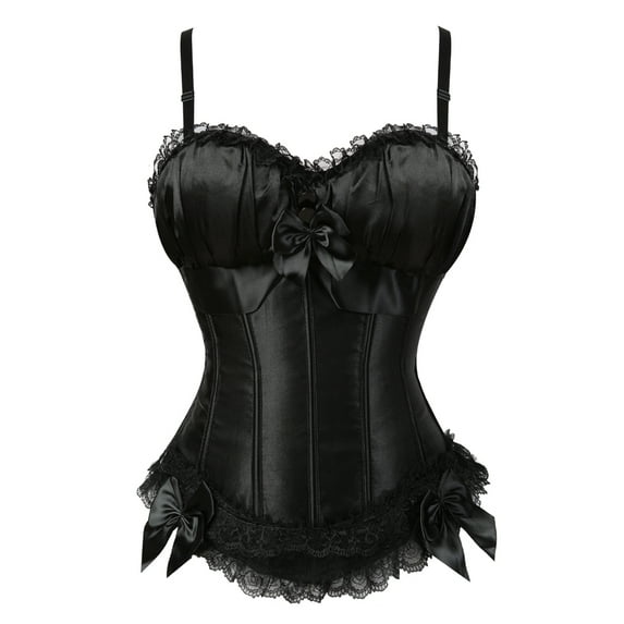 Grebrafan Corset Top Women Padded Push up Bridal Bustier Black S