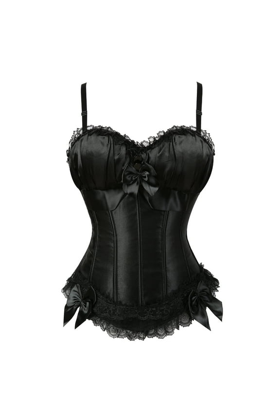 Corset Top Women Padded Push up Bridal Bustier Black XL