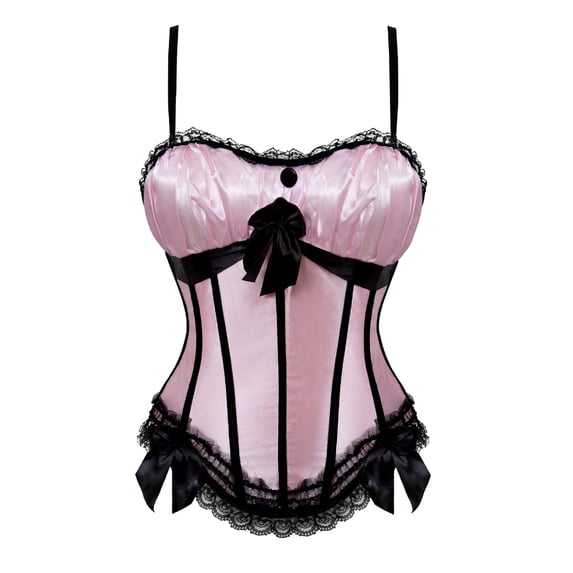 Grebrafan Corset Top Women Padded Push up Bridal Bustier Pink L