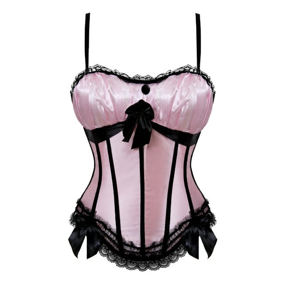 Grebrafan Corset Top Women Padded Push up Bridal Bustier Pink S