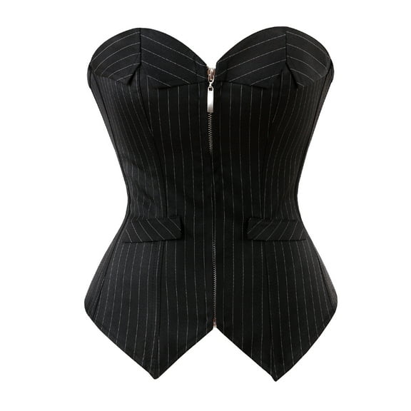 Grebrafan Corset Tops Halloween Office Striped Bustiers Top Black S