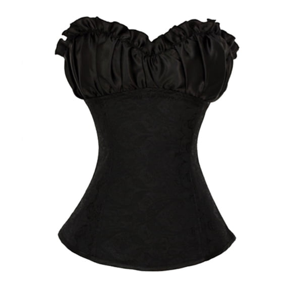Grebrafan Corset With Straps Cosplay Masquerade Bustier Top Black 4XL
