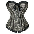 thumbnail image 1 of Grebrafan Corset Women Lacing Boned Steampunk Pirate Bustier Beige 5XL, 1 of 2