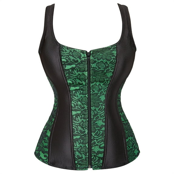 Grebrafan Corset Zip up Women Role Playing Peacock Bustier Green 7XL