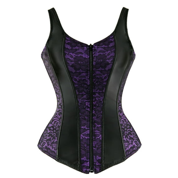 Grebrafan Corset Zip up Women Role Playing Peacock Bustier Purple M