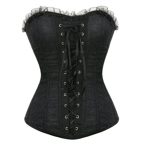 Grebrafan Corset for Women Renaissance Bustier Top Plus Size Black 7XL