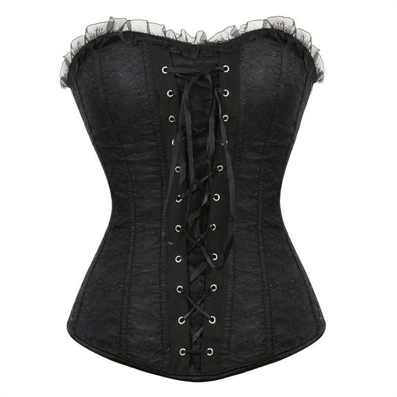 Grebrafan Corset for Women Renaissance Bustier Top Plus Size Black M