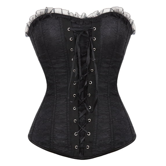 Grebrafan Corset for Women Renaissance Bustier Top Plus Size Black XS