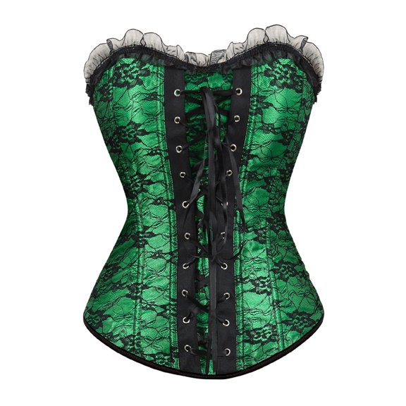 Grebrafan Corset for Women Renaissance Bustier Top Plus Size Green L