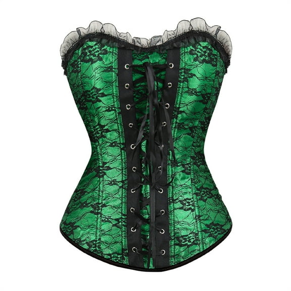 Grebrafan Corset for Women Renaissance Bustier Top Plus Size Green M