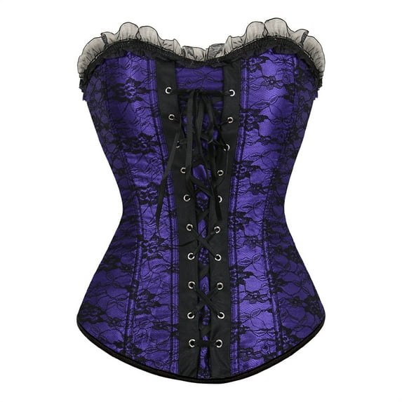 Grebrafan Corset for Women Renaissance Bustier Top Plus Size Purple S