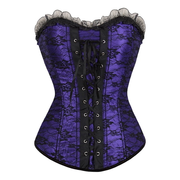 Grebrafan Corset for Women Renaissance Bustier Top Plus Size Purple XXL