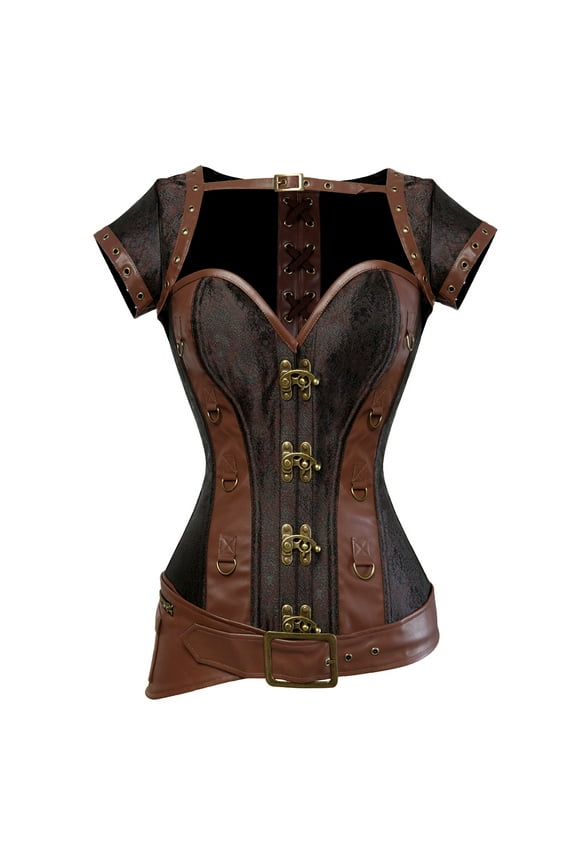 Corsets Bustiers Steampunk Pirate Clothes Women Brown L