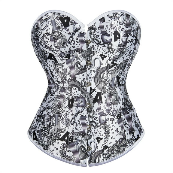 Grebrafan Corsets Cosplay Women Shaper Slimming Bustier Top White M