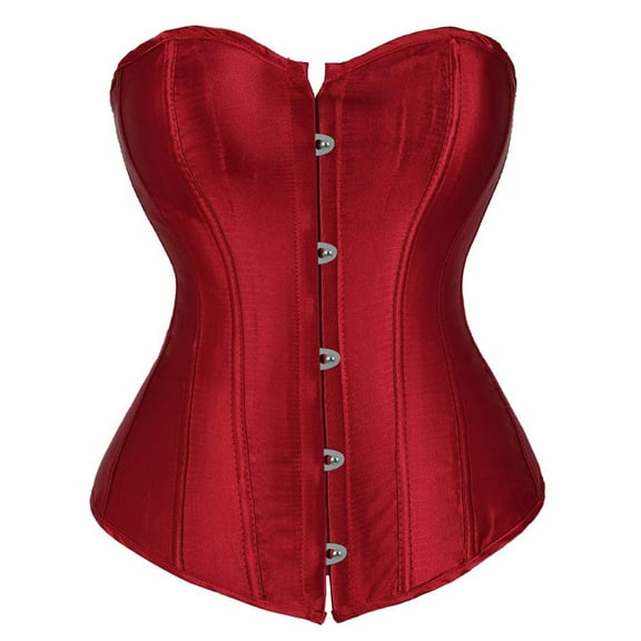 Grebrafan Corsets Lace up Bustier Women Wine Red S