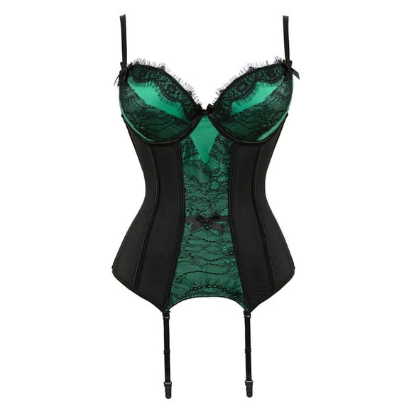 Grebrafan Corsets Party Night Women Push up Bustier Lingerie Green M