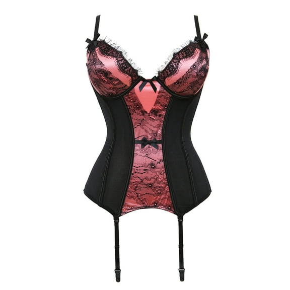 Grebrafan Corsets Party Night Women Push up Bustier Lingerie Pink M