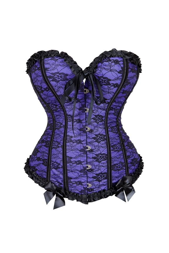 Corsets Women Gothic Lace up Bustier Top Purple XL
