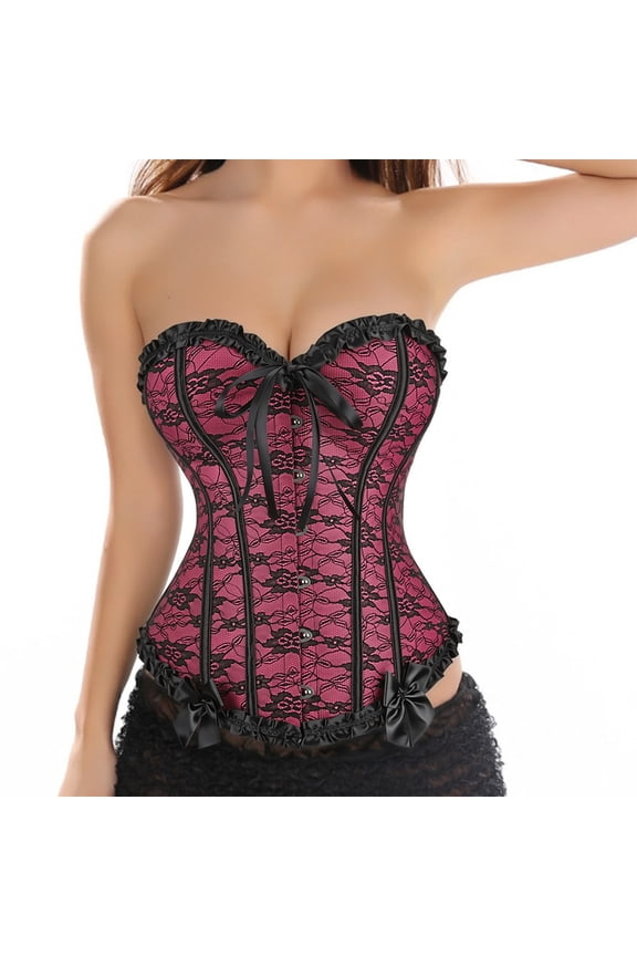 Corsets Women Gothic Lace up Bustier Top Rose XL