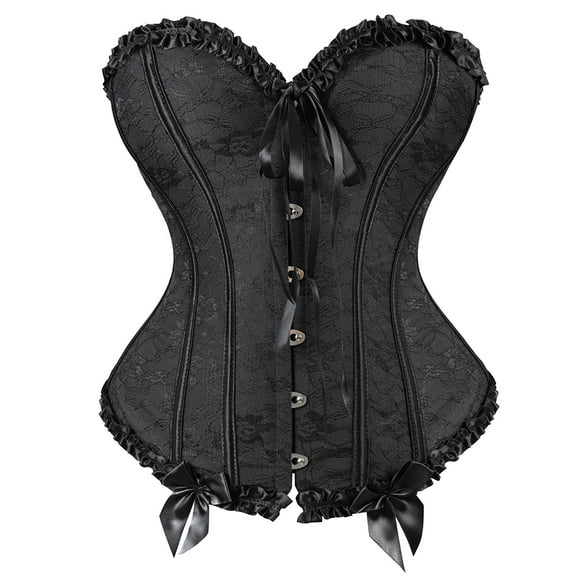 Grebrafan Corsets for Women Gothic Lace up Bustier Top Black M