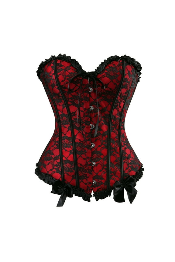 Corsets for Women Gothic Lace up Bustier Top Red XL