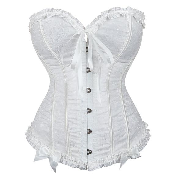 Grebrafan Corsets for Women Gothic Lace up Bustier Top White 4XL