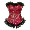 thumbnail image 1 of Grebrafan Gothic Corset Clubwear Tight Lace Bustier Top Pink 6XL, 1 of 1