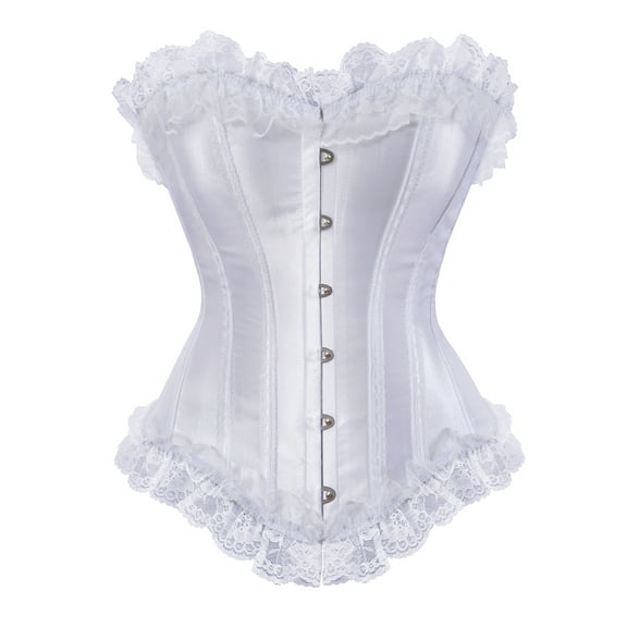 Grebrafan Gothic Corset Tops Women Wedding Bustiers Bride All White XS