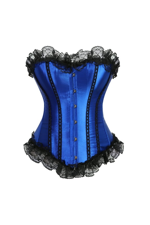 Gothic Corset Tops Women Wedding Bustiers Bride Blue L