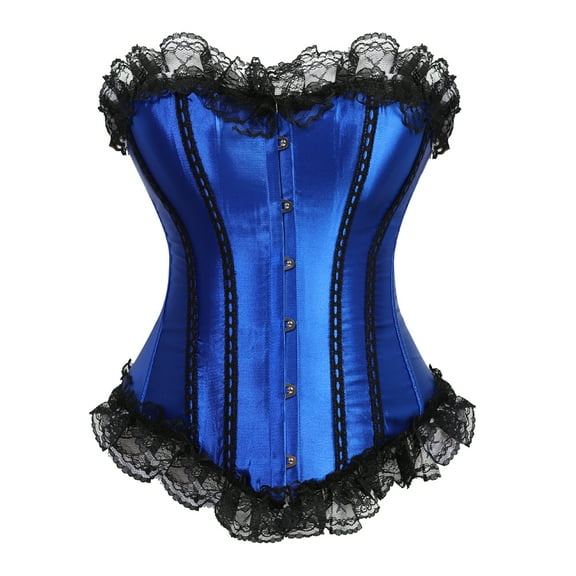 Grebrafan Gothic Corset Tops Women Wedding Bustiers Bride Blue M