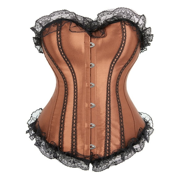 Grebrafan Gothic Corset Tops Women Wedding Bustiers Bride Brown XS