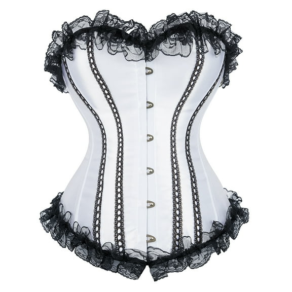 Grebrafan Gothic Corset Tops Women Wedding Bustiers Bride White XS