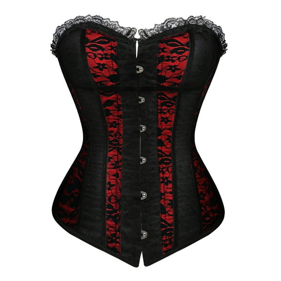 Grebrafan Gothic Corsets for Women Wedding Bustiers Top Red S