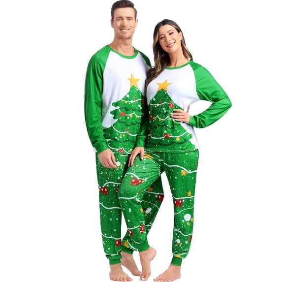 Grebrafan Matching Christmas Pajamas Set for Couples Men Green M