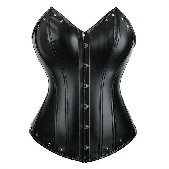 Grebrafan Medieval Corset Plus Size Women Leather Bustier Black 5XL