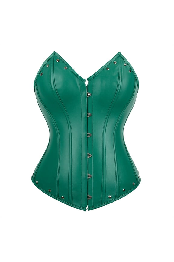 Medieval Corset Plus Size Women Leather Bustier Green XS