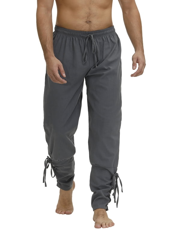 Men's Ankle Banded Pants Medieval Viking Navigator Pirate 2XL Deep Gray