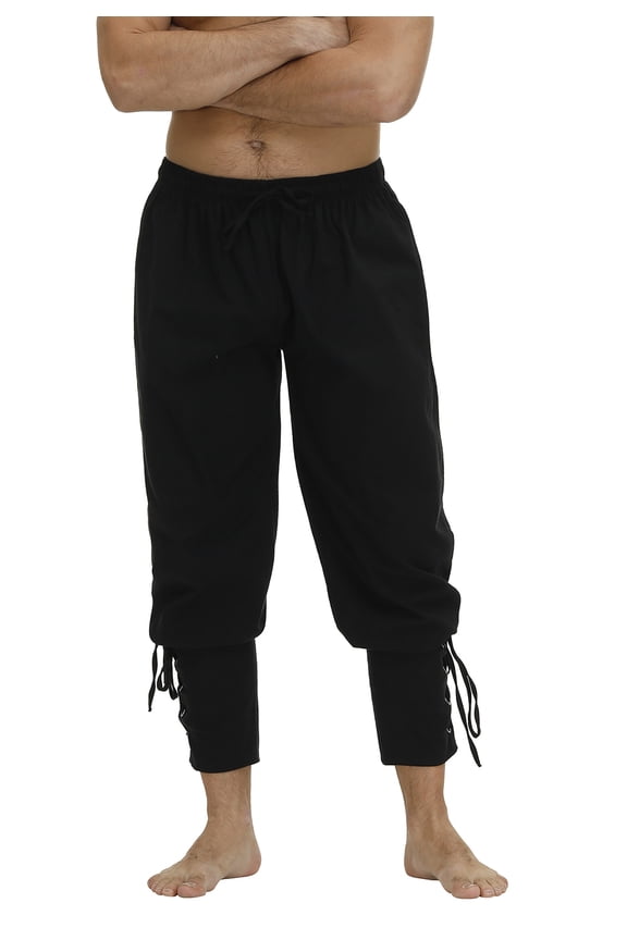 Men's Ankle Banded Pants Medieval Viking Navigator Pirate 3XL Black